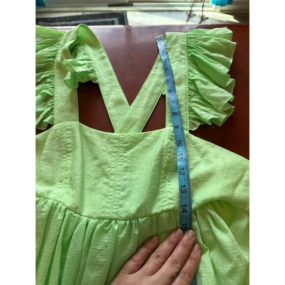 Mable Lime Green Baby Doll Mini Dress w/ Big Bow Tie Back – Size Small - Picture 8 of 8